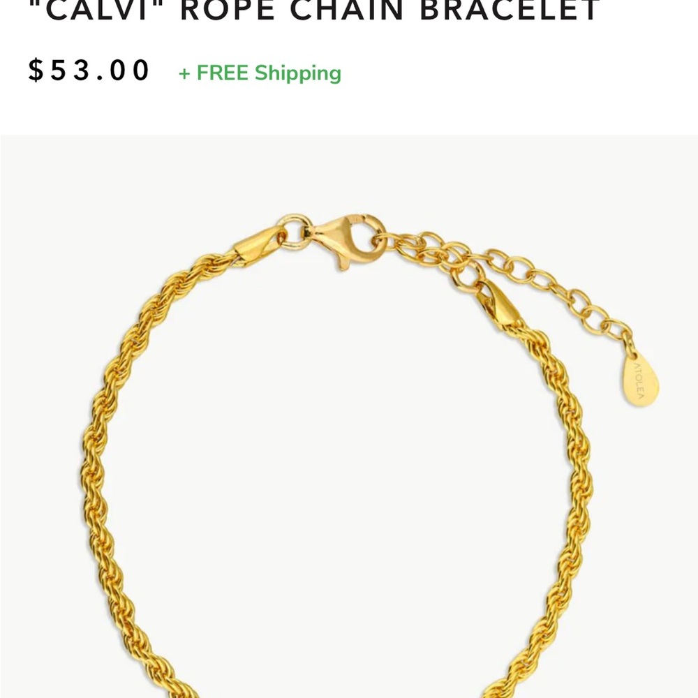Atolea Gold Calvi Rope Chain Bracelet - Picture 2 of 4